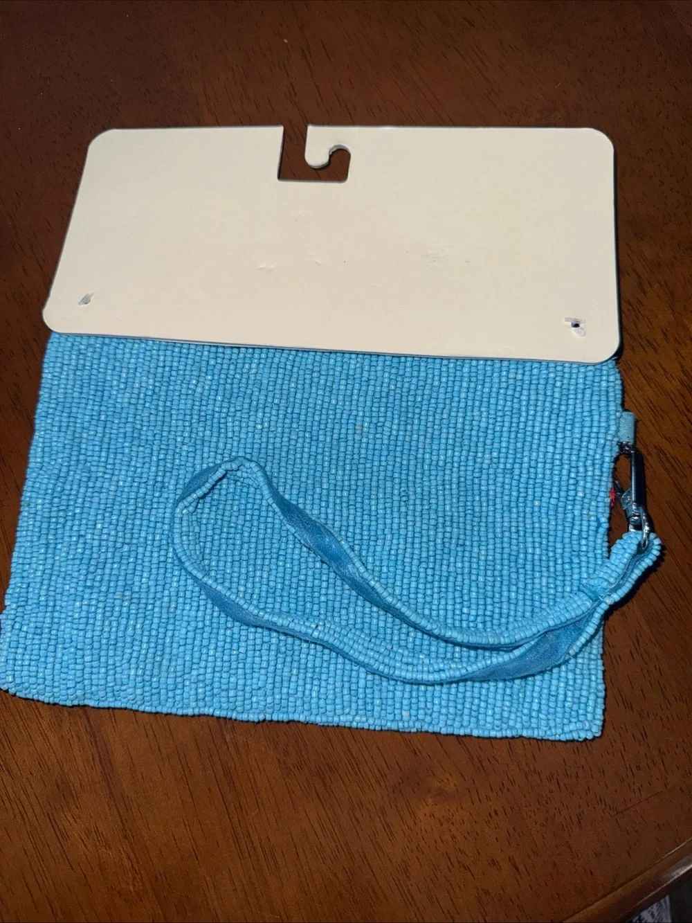Beaded  Wristlet Pouch in Blue & Red NEE